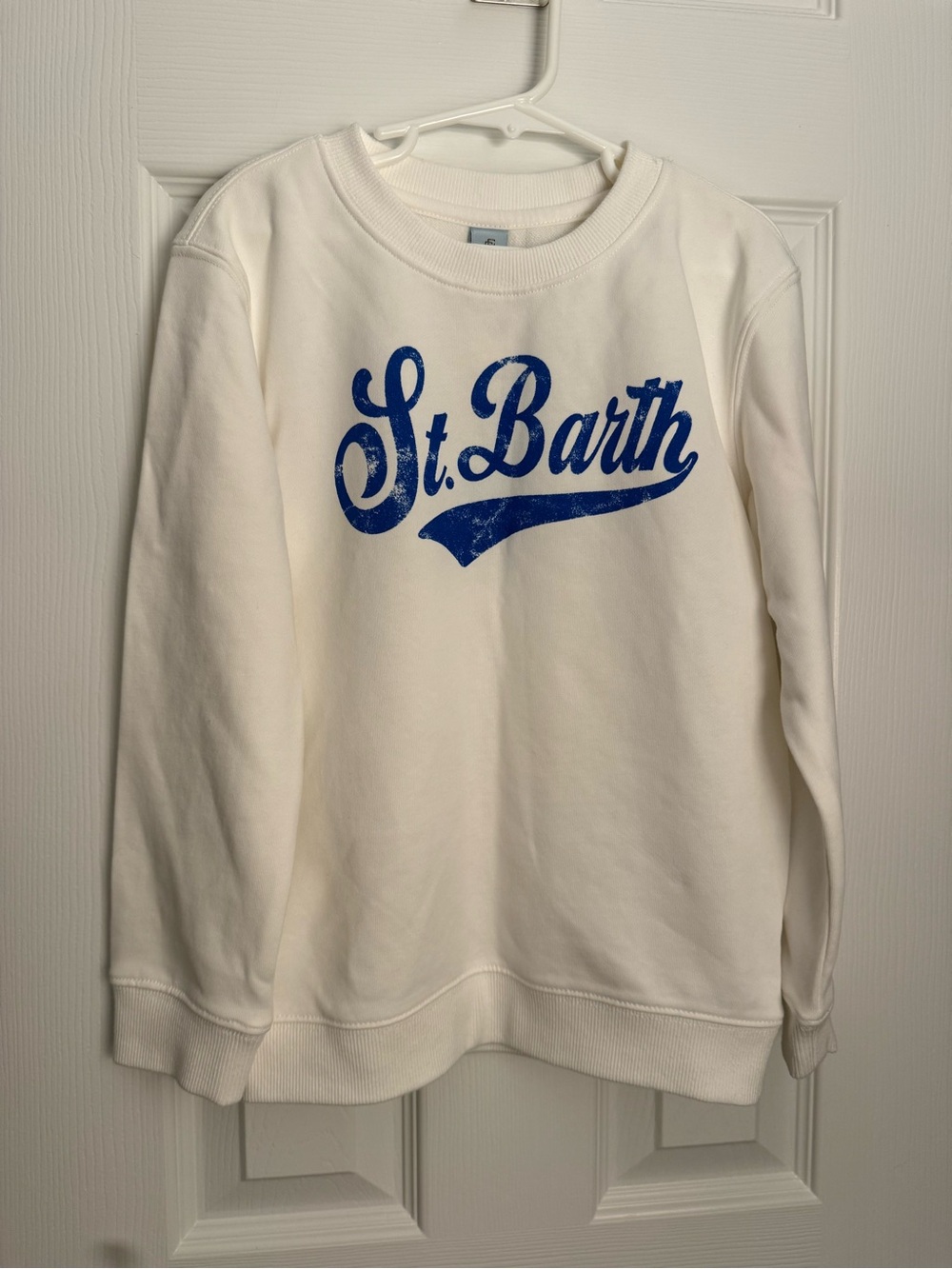 Class Club White Sweatshirt with Blue St. Barth Script